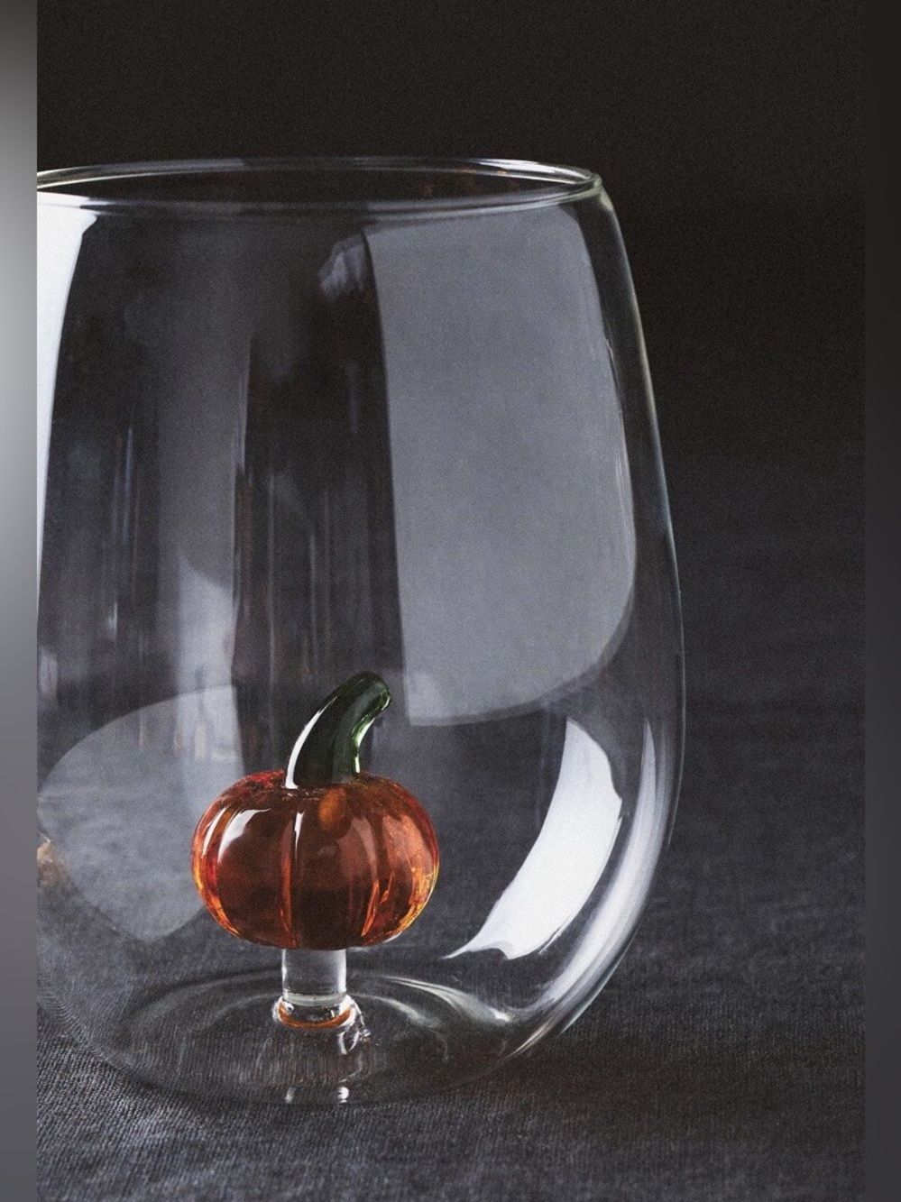 Brand New Anthropologie Halloween Eerie Stemless Pumpkin Wine Glass, NWT